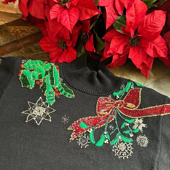 I.B. Diffusion Sequin and Embroidery Poinsettia Holiday Sweater (NEW) - Picture 9 of 11